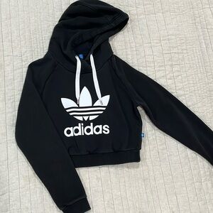 Adidas cropped black hoodie in size Small